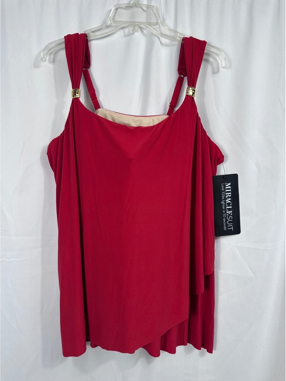 Miraclesuit Dazzle Tankini Swim Top in Cayenne Red Size 24W